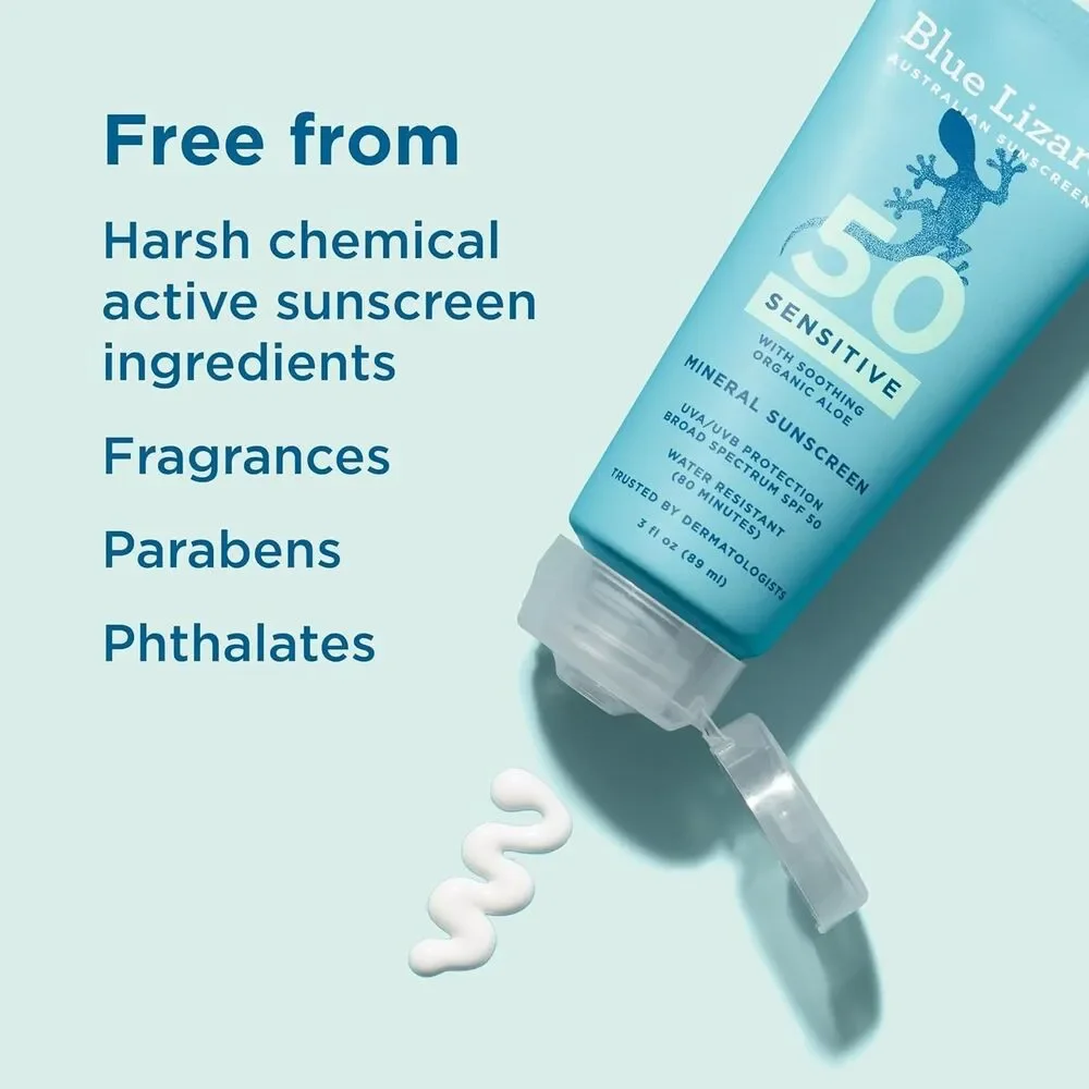 Blue Lizard SENSITIVE Mineral Sunscreen Zinc Oxide SPF 50+ 3oz Sealed